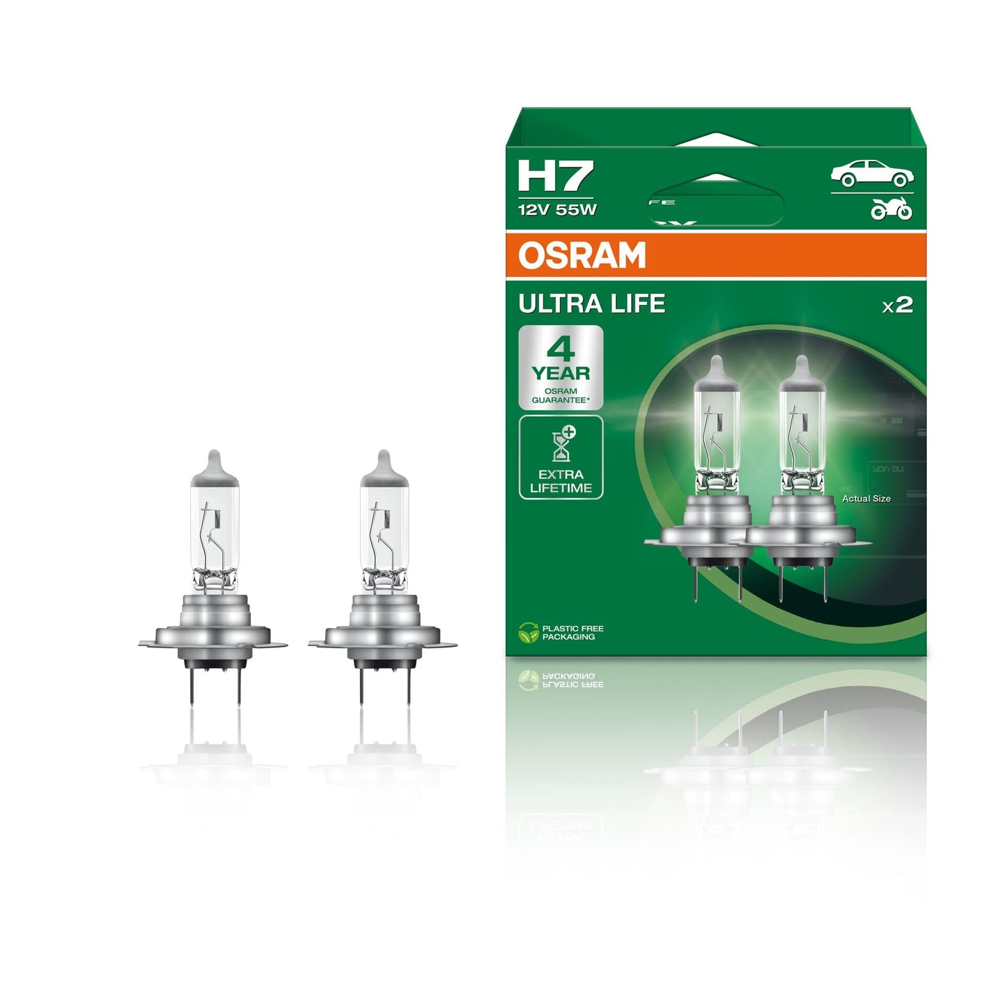 Automašīnas spuldze Osram NIGHT BREAKER SILVER H11, +100% spilgtums, halogēna priekšējo lukturu spuldze, 64211NBS-2HB, 12V, 2 gab.