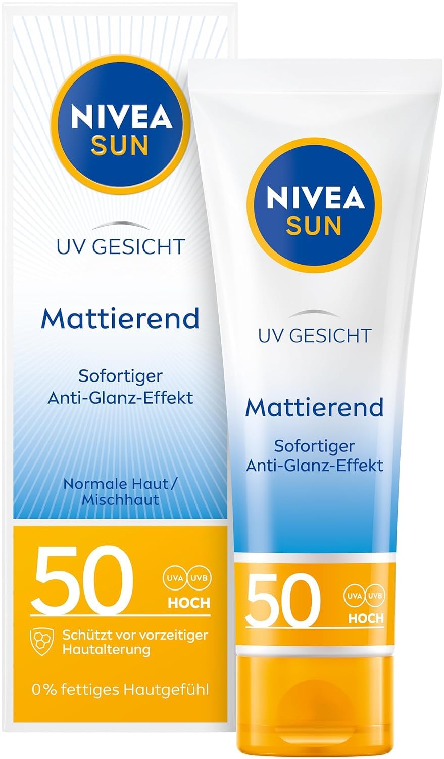Sejas saules aizsargkrēms NIVEA SUN UV Gesicht Mattierender Sonnenschutz LSF 50, 50 ml, matējošs, nerada taukainu sajūtu