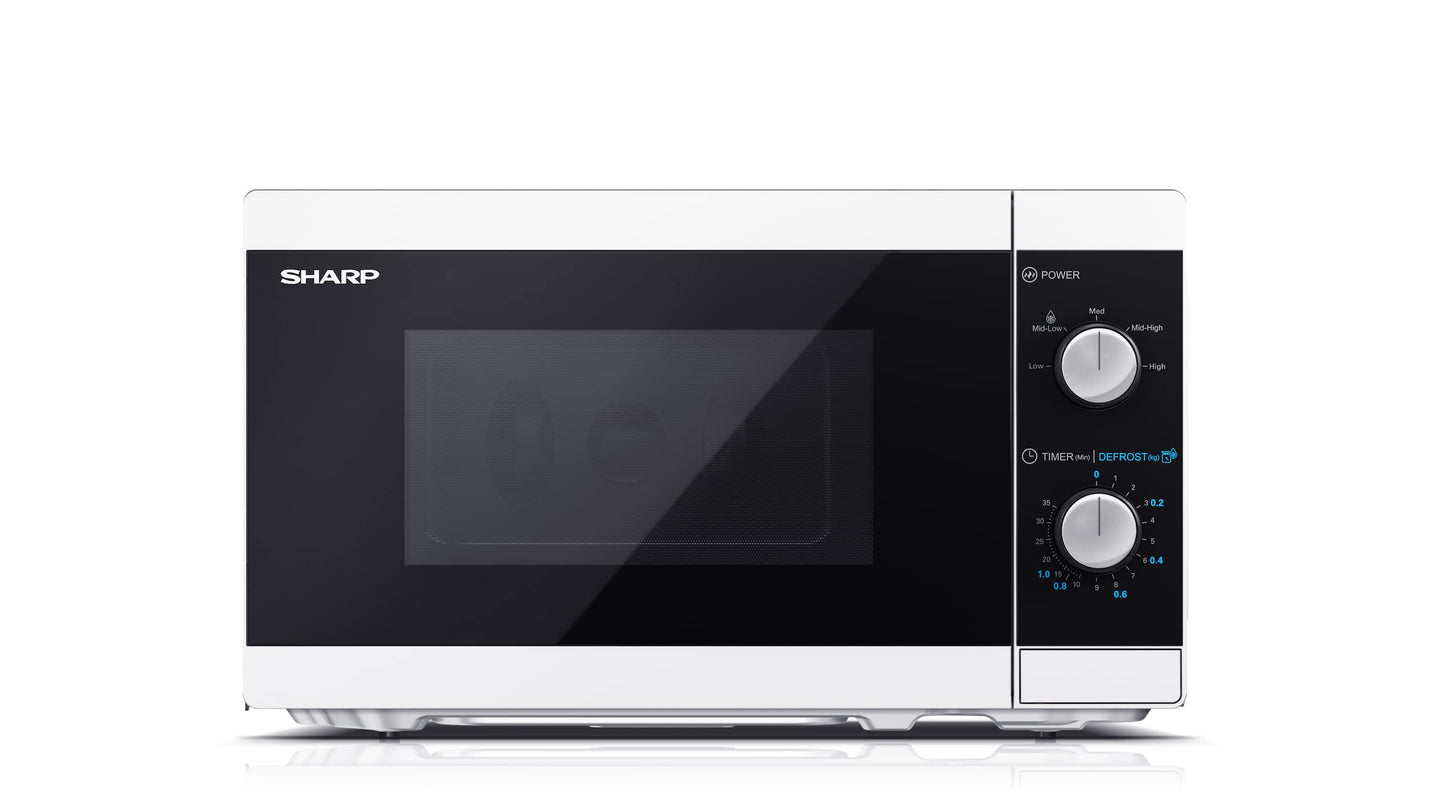 SHARP MS01EW mikroviļņu krāsns (mikroviļņu krāsns: 800W, 5 jaudas līmeņi, atkausēšanas funkcija, izmēri: 440x258x344cm), balta