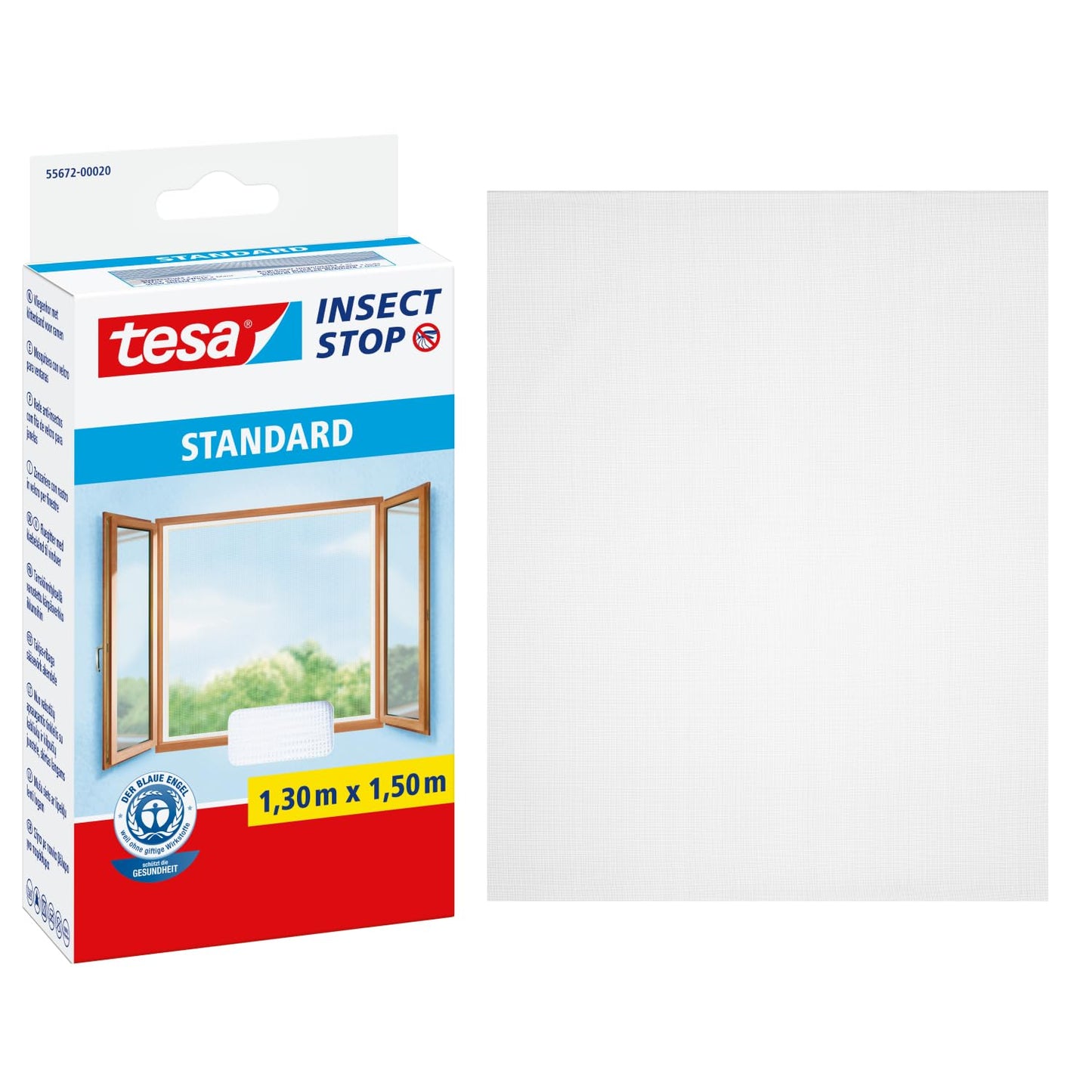Logu insektu tīkls tesa INSECT STOP ar līplenti - 130 cm x 150 cm - balts