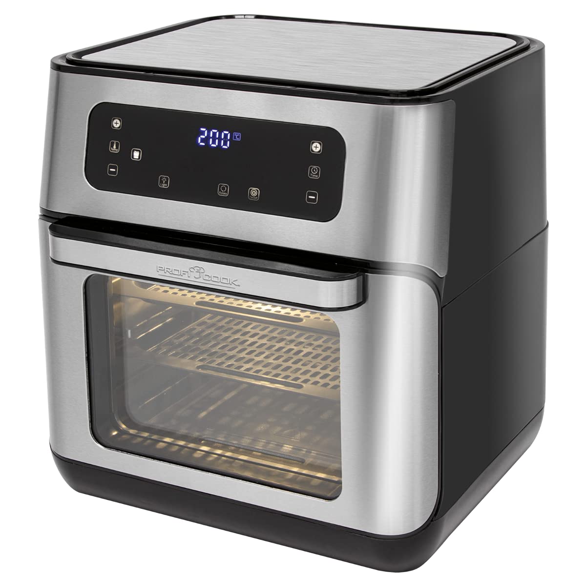 ProfiCook® karstā gaisa fritieris - 9 automātiskās programmas, 1500W, 11L, nerūsējošais tērauds, LED displejs, optimāli cepšanas rezultāti.