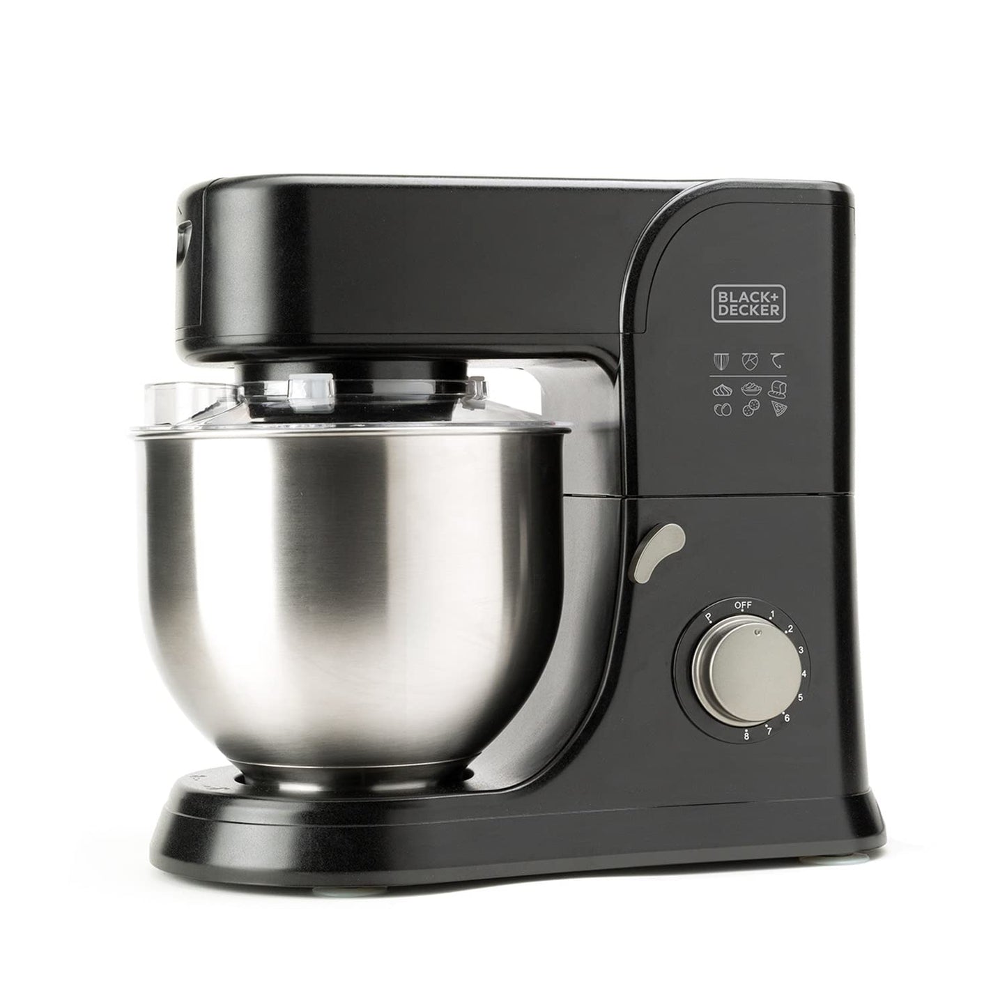 BLACK+DECKER BXJBA350E - stacionārais mikseris ar pulsa funkciju, 1,5 l trauks, 4 nerūsējošā tērauda asmeņi, pelēks