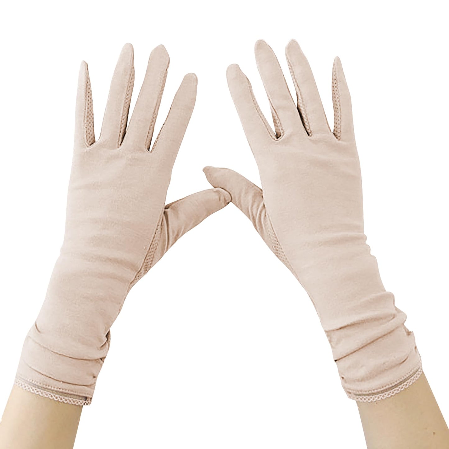 Faxianther sieviešu vasaras braukšanas cimdi, gari saules cimdi ar neslīdošu virsmu, touchscreen un UV aizsardzību, sporta cimdi ar pirkstiem, Ice Silky Gloves, bēši