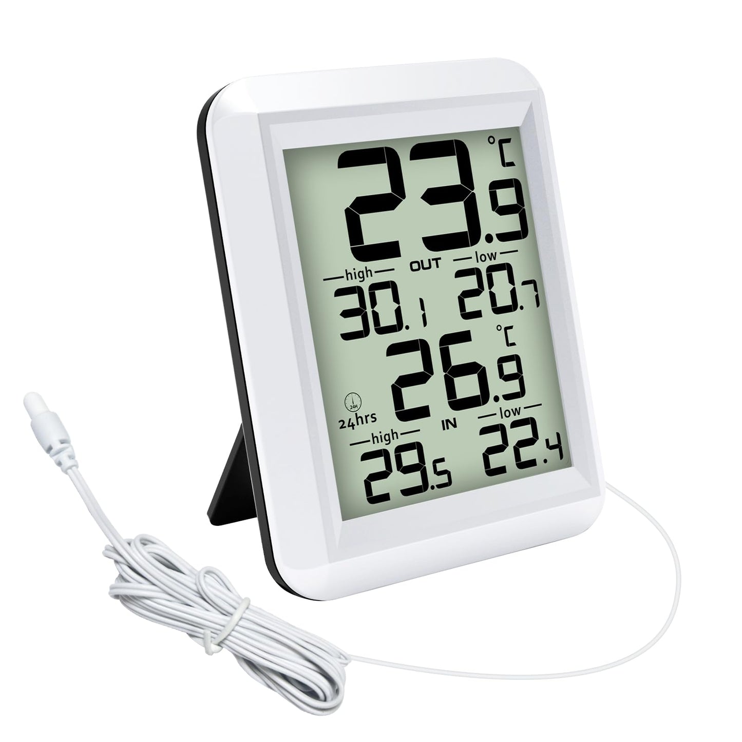Iekštelpu un āra termometrs Urageuxy ar vadu, digitāls temperatūras monitors ar 2m ūdensizturīgu zondi, Min/Max atmiņu mājai, birojam, siltumnīcai un akvārijam
