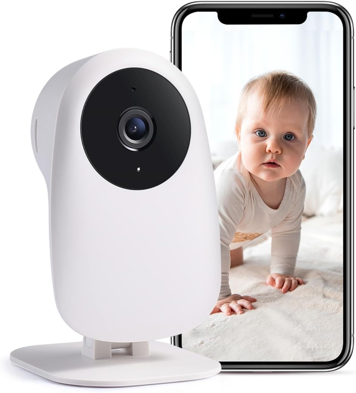 Video bērnu monitors nooie Babyphone mit Kamera, Baby Kamera WLAN, ar APP, divvirzienu saziņa, 1080P HD nakts redzamība, saderīgs ar Alexa un 2.4Ghz WiFi