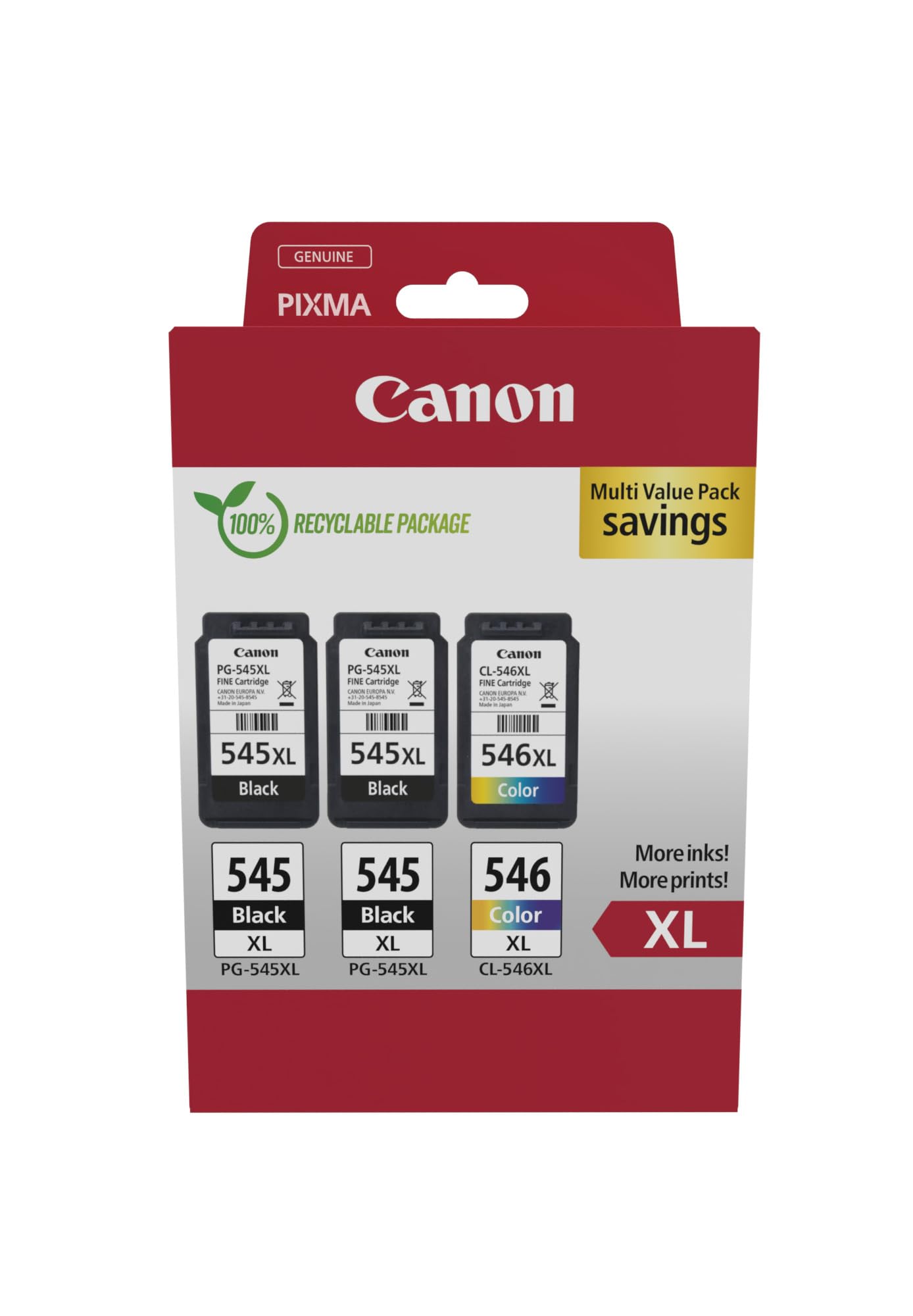 Canon oriģināltinte PG-545XL x 2 / CL-546XL - 2x melna XL un 1x krāsa XL tintes kasetnes komplekts