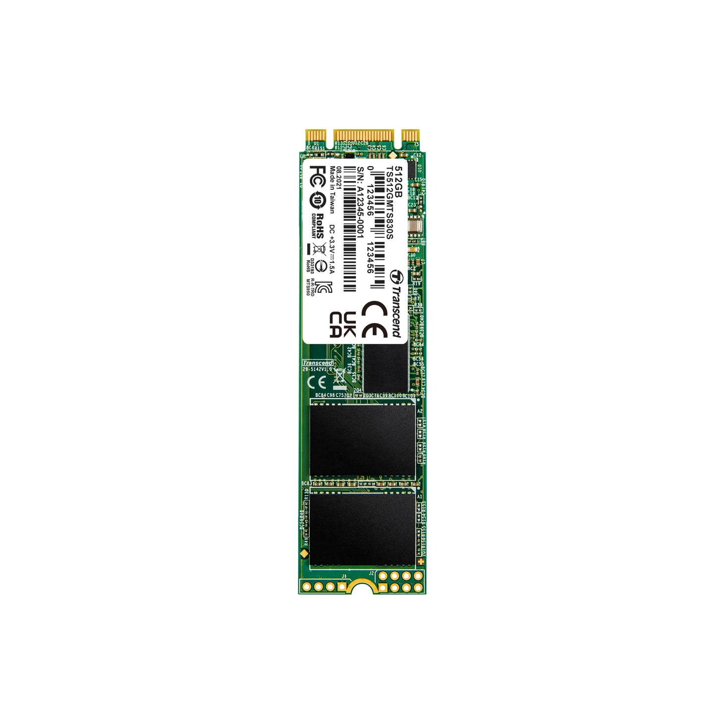 Transcend 512GB SATA III M.2 SSD - 80 mm, 6Gb/s speed, high-performance storage solution, model TS512GMTS830S