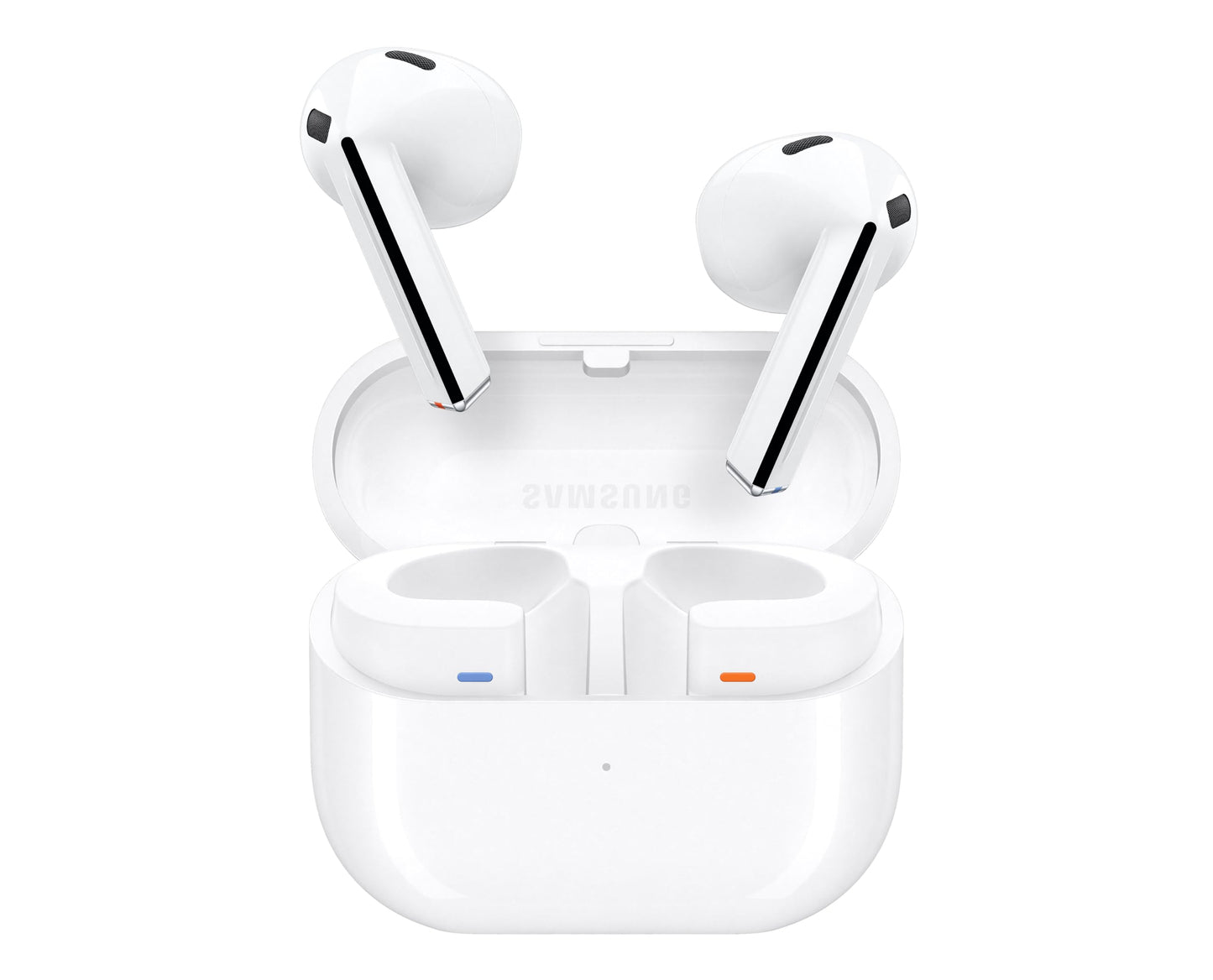 Samsung Galaxy Buds3 - bezvadu Bluetooth, aktīvā trokšņu slāpēšana, 360 audio, baltas, ar Anymode caurspīdīgu futrāli