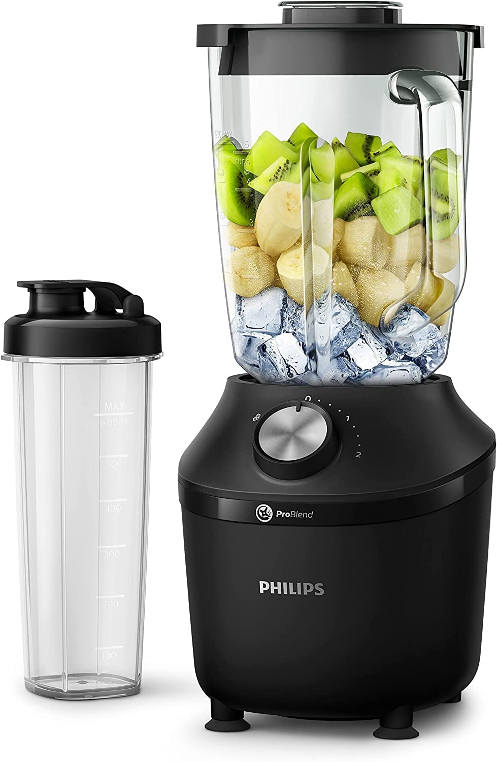Philips stacionārais mikseris - 600W, 2L krūze, HomeID lietotne, 2 ātrumi, impulsu funkcija, ProBlend, ledus sasmalcināšana.