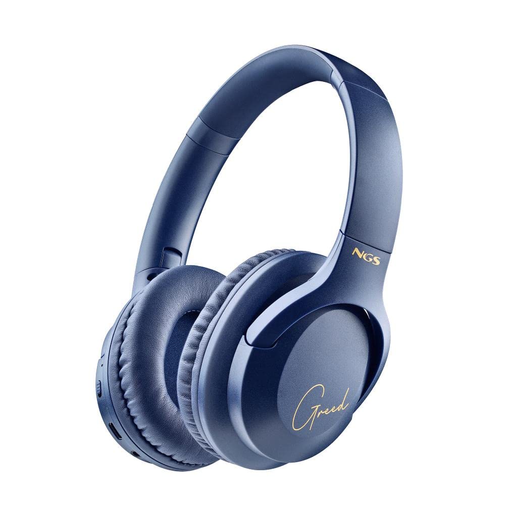 NGS ARTICA Greed Blue - Supra-aurālās bezvadu austiņas, Bluetooth, vieglas, salokāmas, 40 stundu akumulatora darbības laiks, zila.