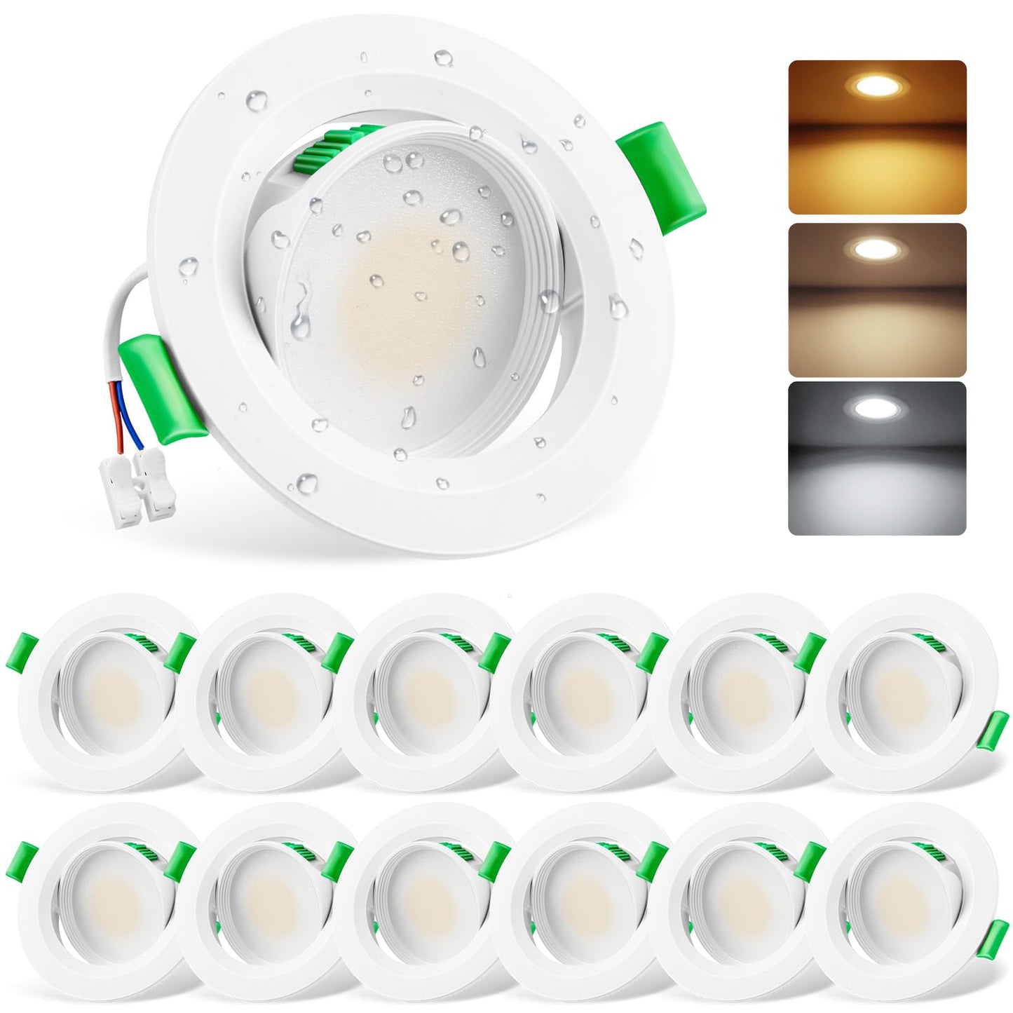 LED iebūvējamie prožektori COTLEDL 12 gab. komplekts 230V Ø68–80 mm montāžas caurums, 5W 450 lm