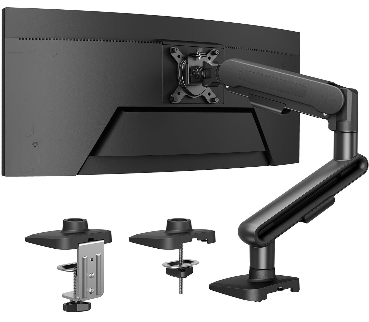 Monitora turētājs HUANUO 13-40 collu ekrāniem, monitora roka ar NITROGLIDE™ atsperu mehānismu, līdz 12 kg, augstumā regulējams, grozāms, slīpējams, spēlēm un birojam, VESA 75×75/100×100 mm