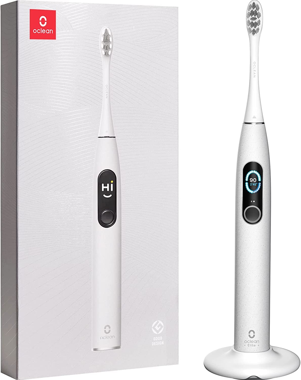 Oclean X Pro Elite Elektriskā zobu birste, inteliģents skārienekrāns, klusa, 45 dB, 4 režīmi un 32 intensitātes līmeņi, 3,5 dienu akumulatora darbības laiks, ar taimeri, spiediena sensoru un lietotni, IPX7, pelēka