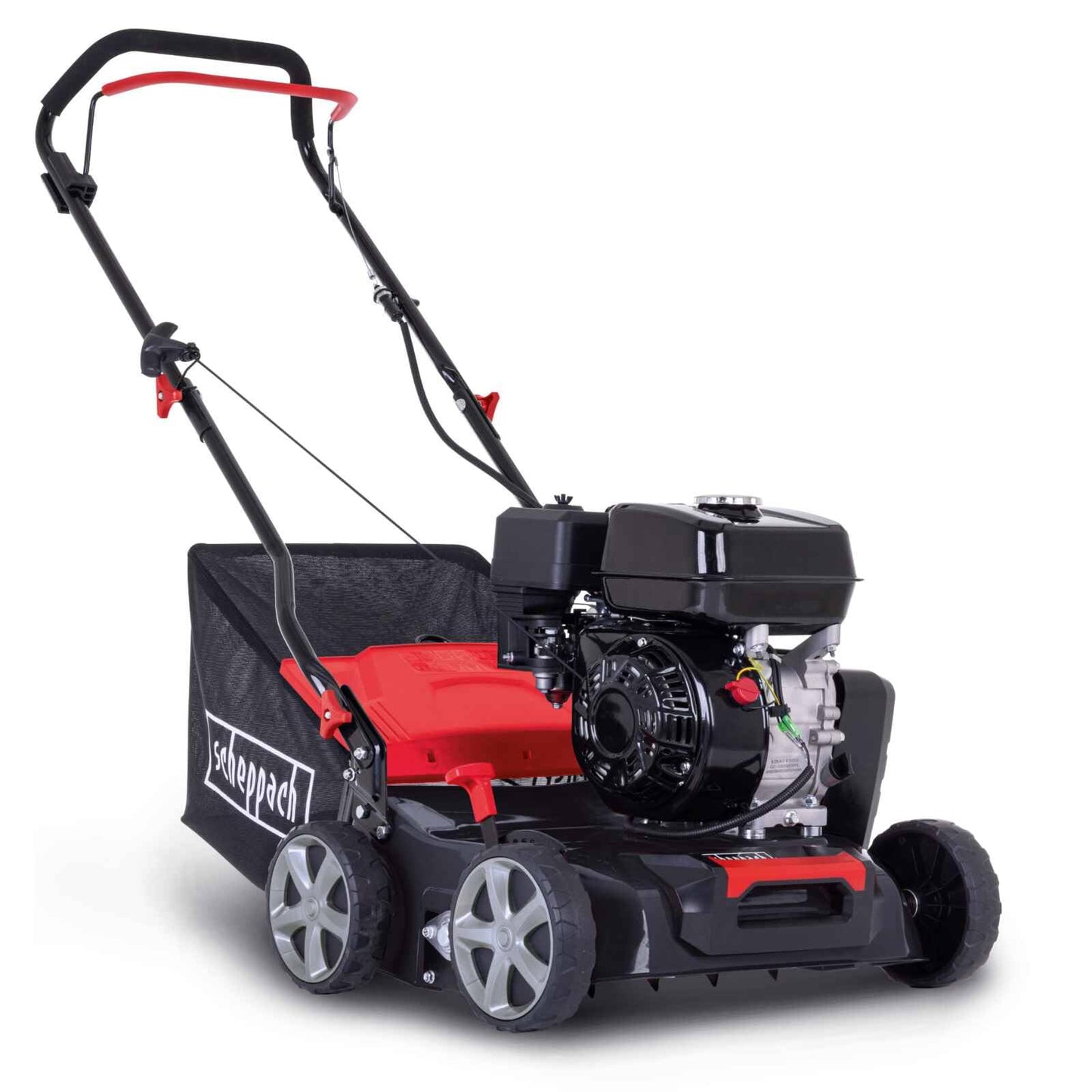 Benzīna skarifikators Scheppach SC55P Rasenlüfter, 4-taktu dzinējs 212 cm3, 5,4 PS / 4 kW, 40cm darba platums, 40L savākšanas grozs