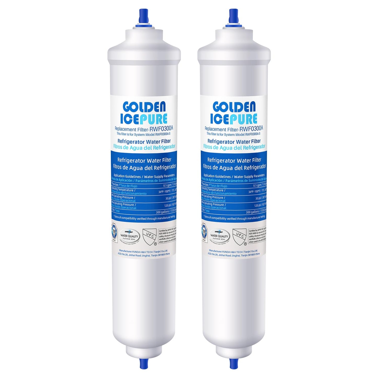 Ledusskapja ūdens filtrs GOLDEN ICEPURE, saderīgs ar Samsung DA29-10105J, DA29-10105J HAFEX/EXP, DA99-02131B, WSF-100, EF9603, HAIER LG, 2 gab.