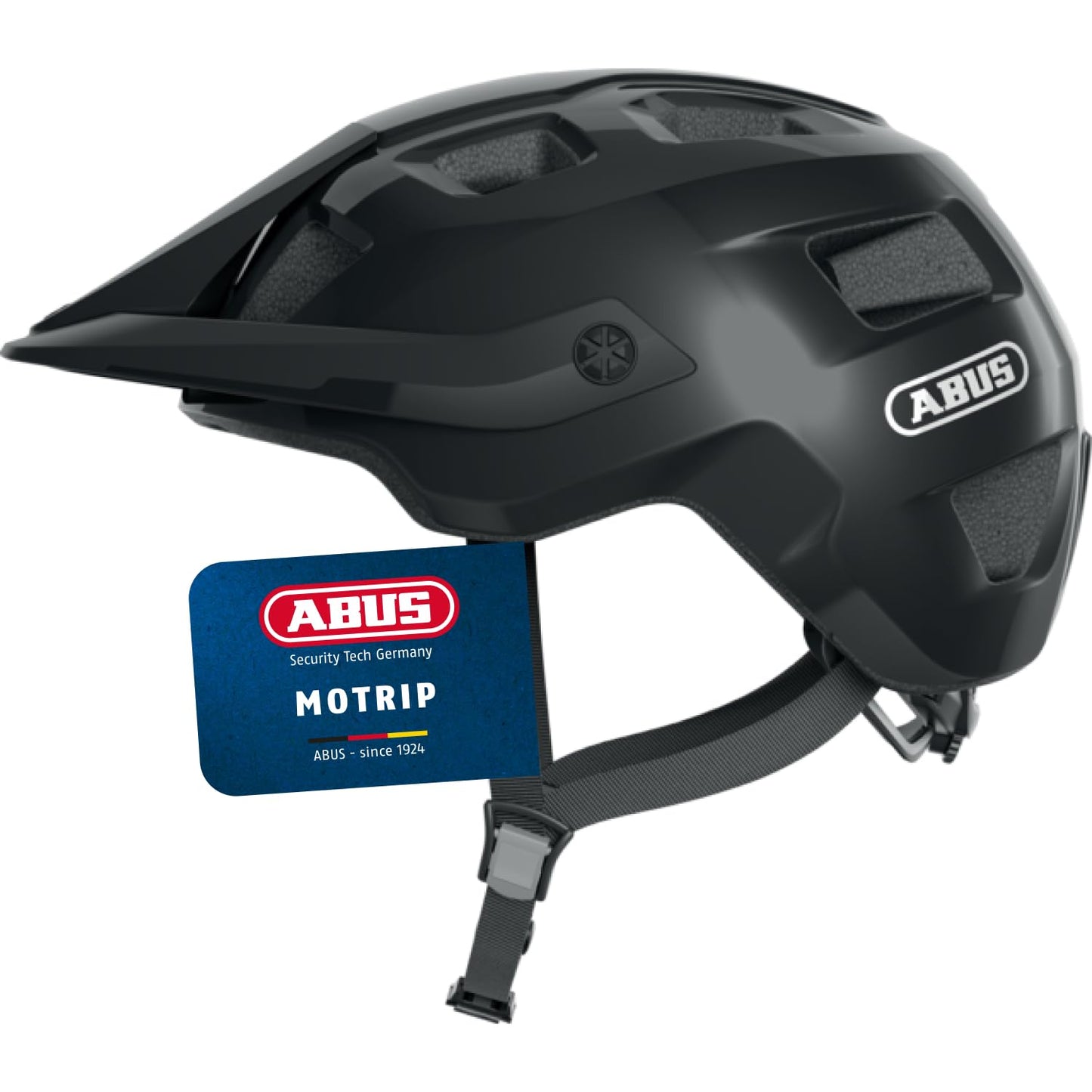 Kalnu divriteņu ķivere ABUS MTB-Helm MoTrip, izturīga velosipēda ķivere ar augstumā regulējamu vizieri, individuāla piegulšana, unisex, melna spīdīga, M