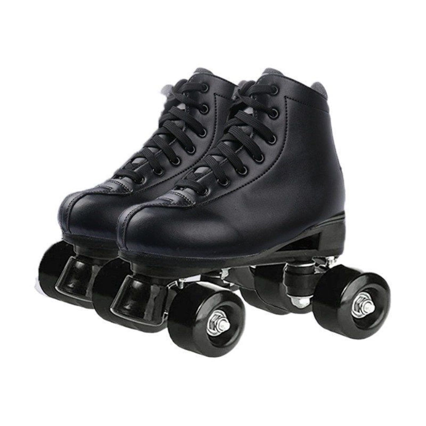Roller skates BMOZRM ar divrindu, sievietēm un vīriešiem, stilīgas četru riteņu skrituļslidas, āra sportam, pieaugušajiem (Color: Black+Black Wheel, Size: 45 EU)
