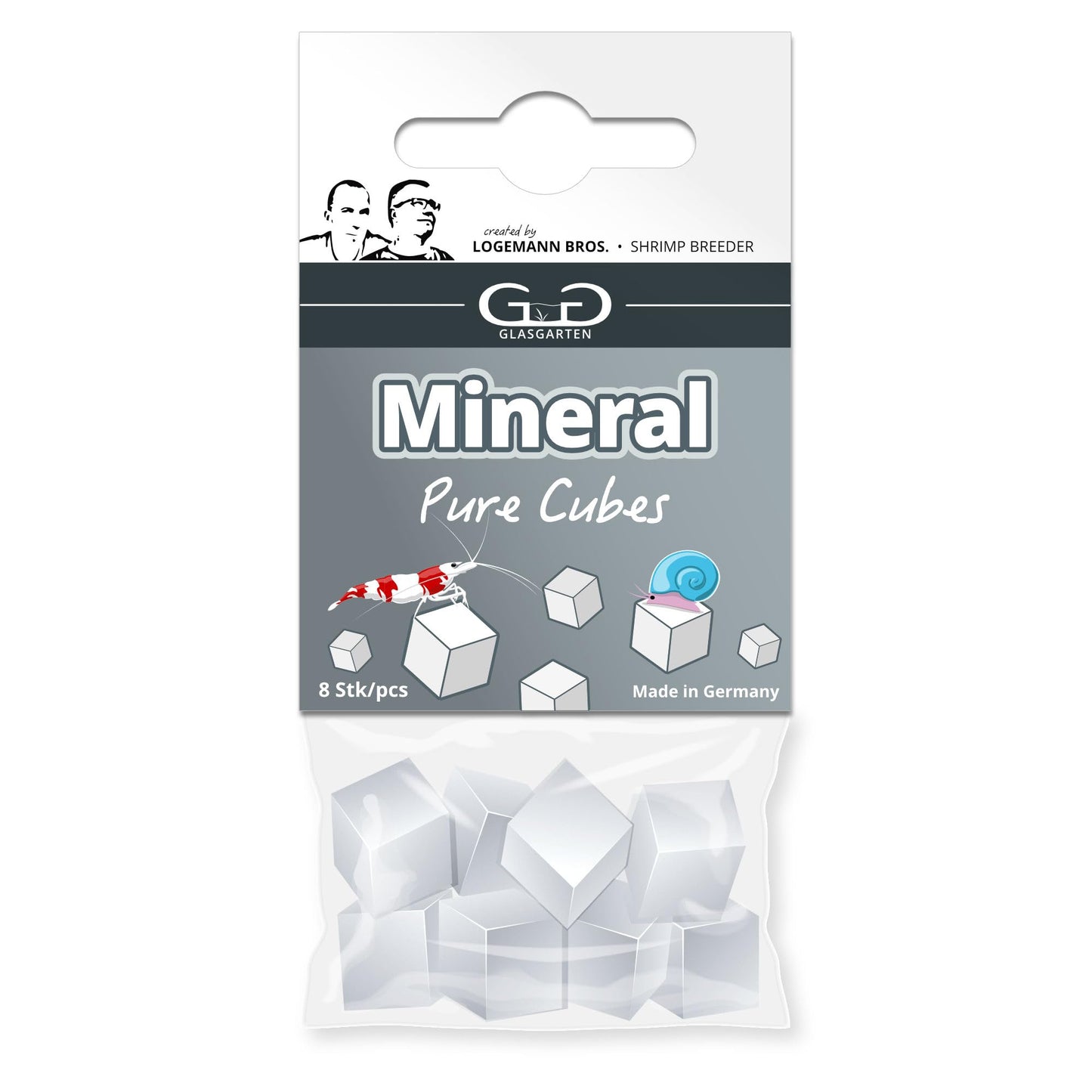 Minerālvielu kubi garnelēm, gliemežiem un vēžiem GlasGarten Mineral Pure Cubes | 8 gab. | papildbarība