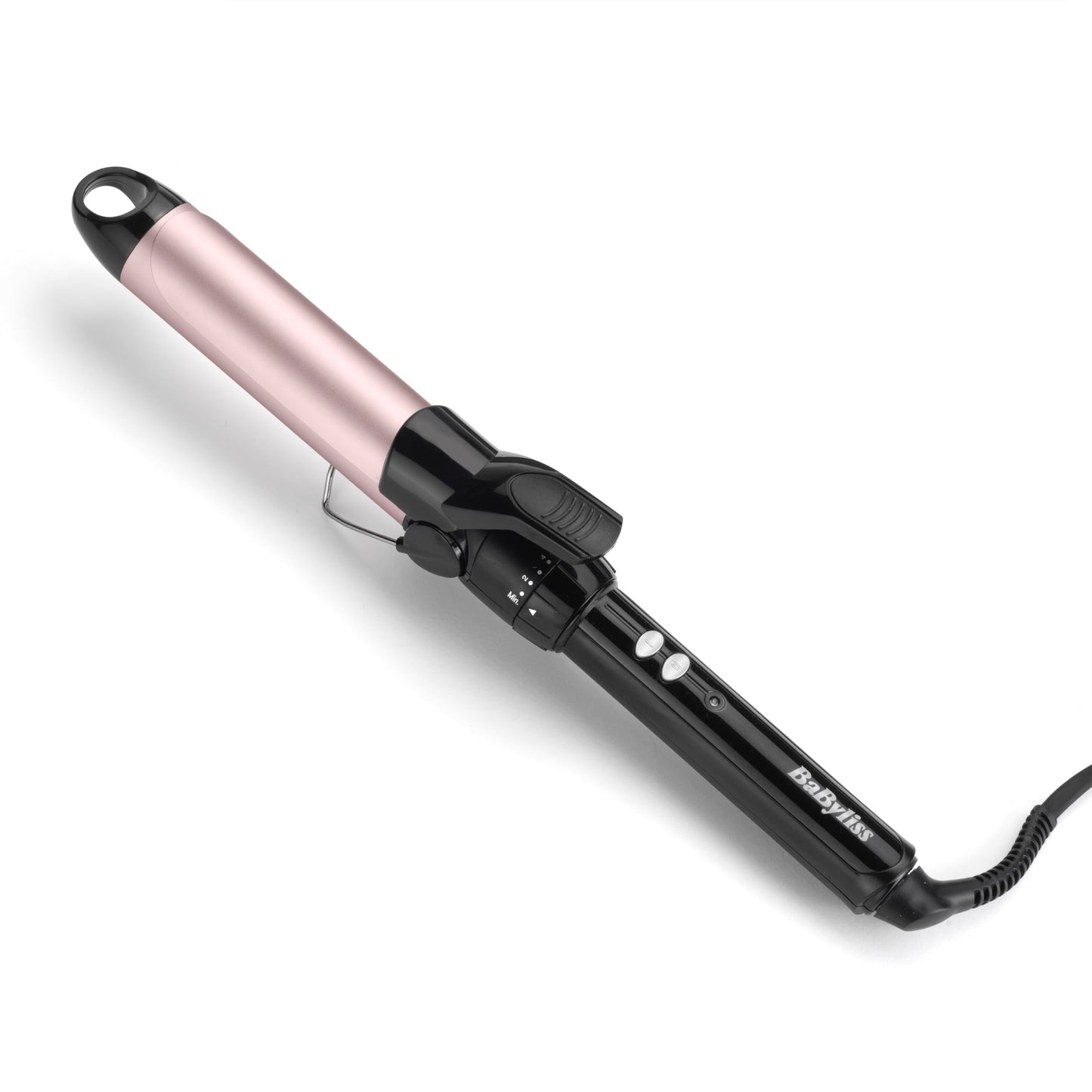 BaByliss 32mm Lokšķēres – Turmalīna-keramikas pārklājuma lokņu veidotājs lieliem lokiem, 10 temperatūras, ātra uzsildīšana, frizūru nesaturoši loki, iebūvēts statīvs – Melns un rozā, C332E