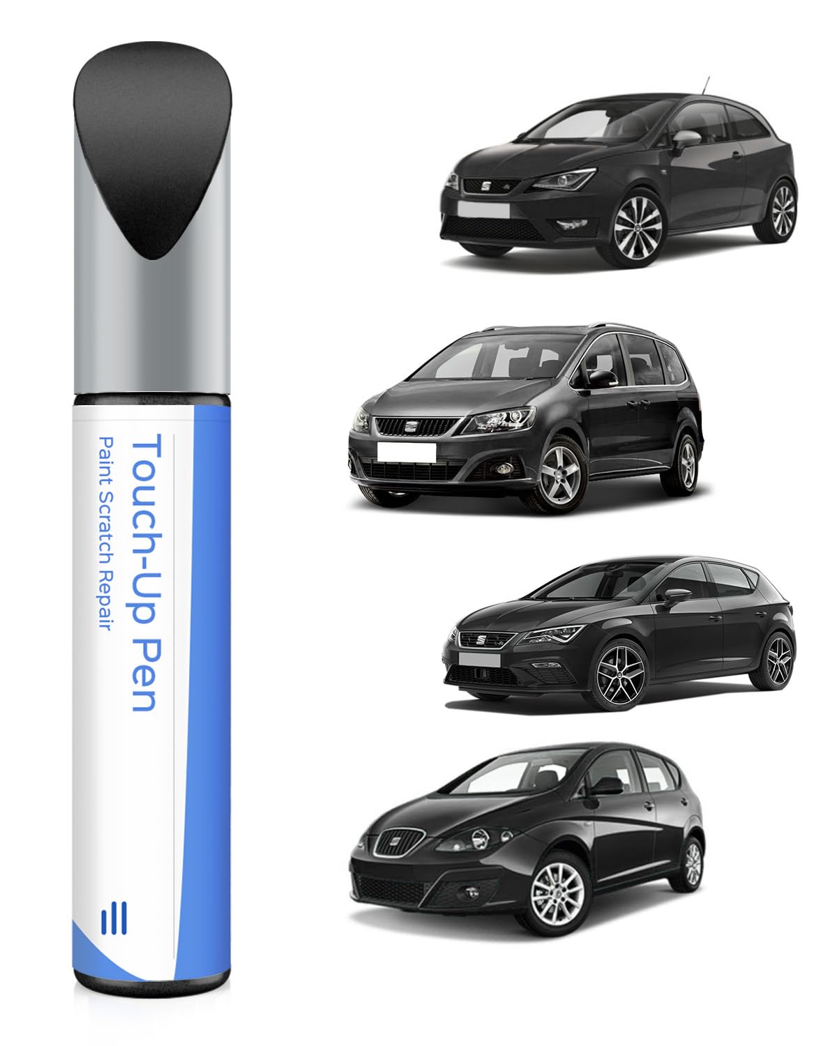 LY9T/Y9T Mythos Black/Midnight Black Metallic auto krāsas korekcijas pildspalva SEAT – precīza atbilstība skrāpējumu un nolobījumu labošanai
