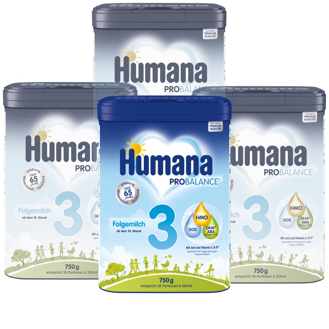 Zīdaiņu piena maisījums Humana PROBALANCE 3, no 10. mēneša, 4 x 750 g