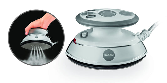 Macom Enjoy & Relax 876 Iron - Double steam tip for complete ironing, compact design, white/gray color.