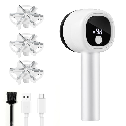 Blendura elektriskais vilnas noņēmējs, 6 asmeņu galva, 3 augstuma iestatījumi, uzlādējams USB, LED displejs, dažādiem audumiem
