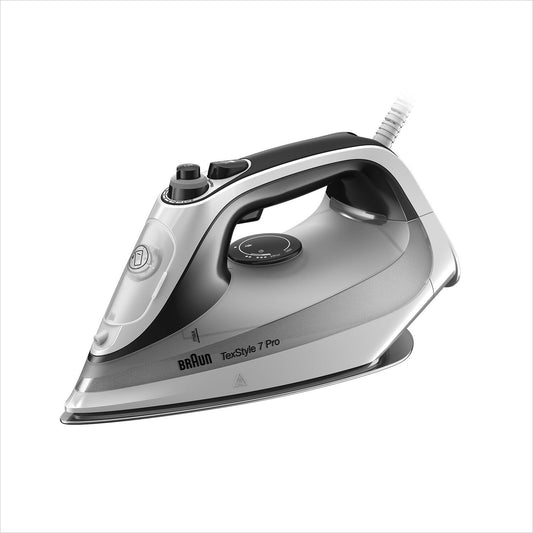 Braun TexStyle 7 Pro SI 7149 WB - Freeglide 3D soleplate, vertical steam, 2900 watts, white/black iron.