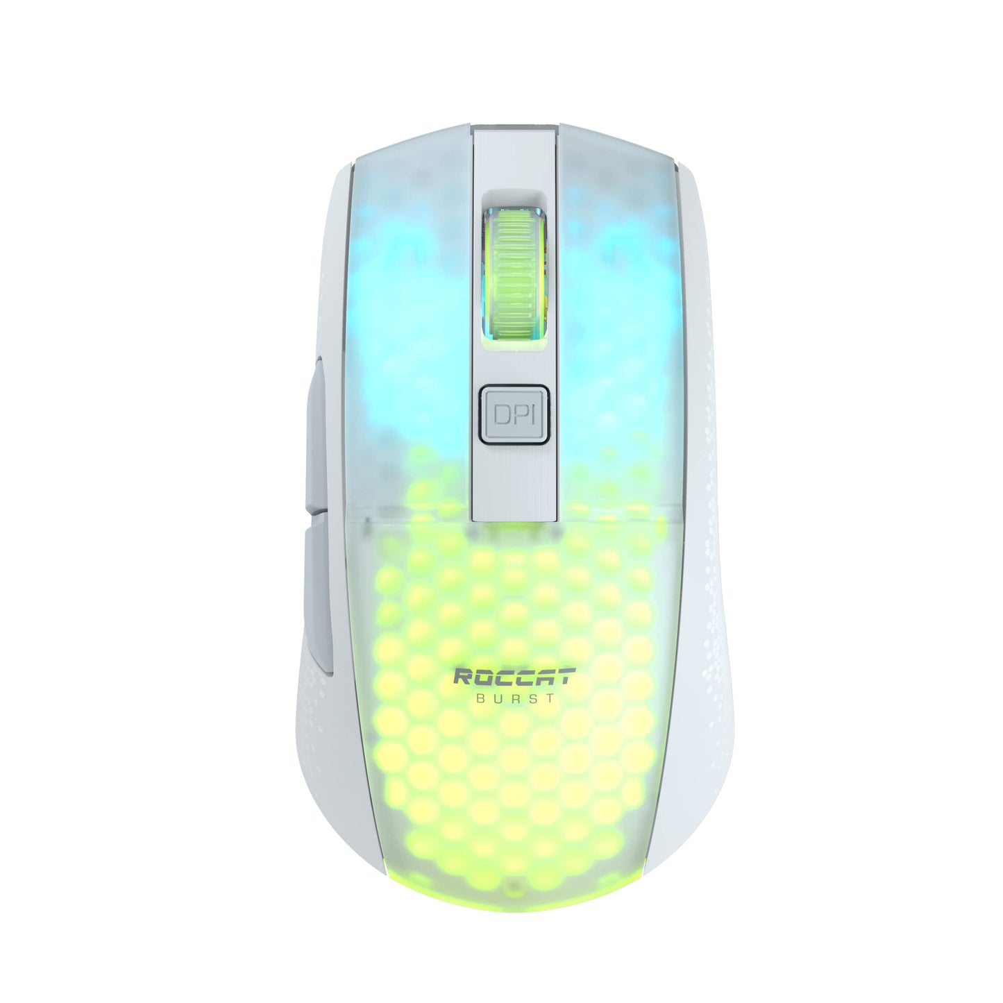 Roccat Burst Pro Air - simetriska, bezvadu RGB spēļu pele ar 19 000 DPI, optiskajiem slēdžiem, Titan ritentiņu, 81 g, balta