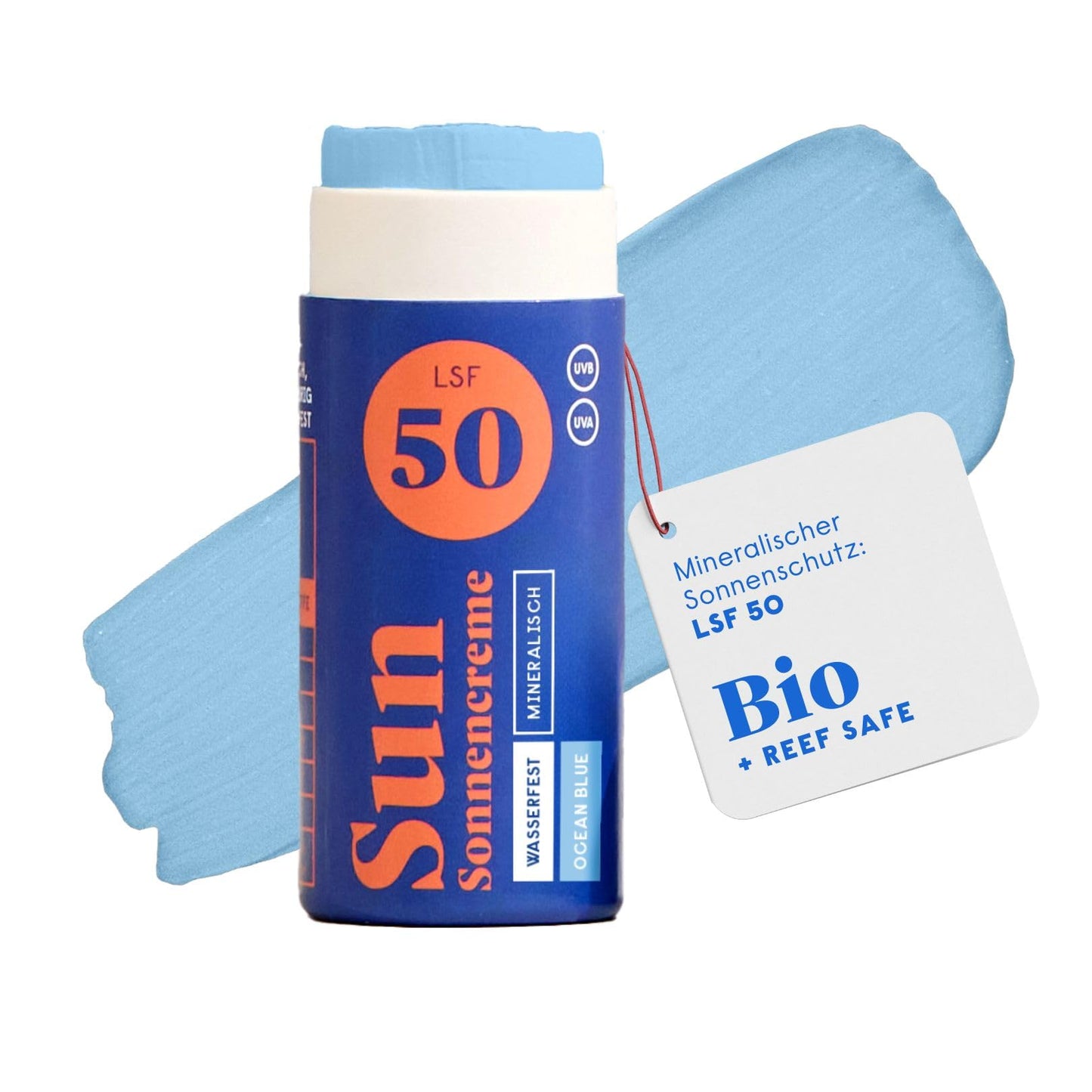 Sonnestick forpeople ar SPF 50 (20g, Blau) – ūdensizturīgs surf saules stienis ar cinka oksīdu – minerāls saules krēms sejai – saules aizsargstienis bērniem un pieaugušajiem, vegāns