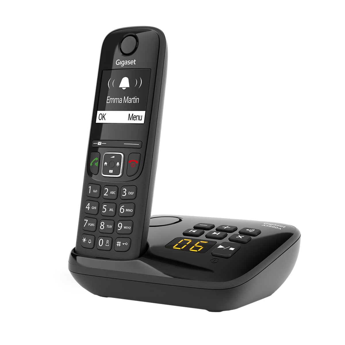Gigaset AS690A DECT telefons ar automātisko atbildētāju, kontrastdispleju, melns