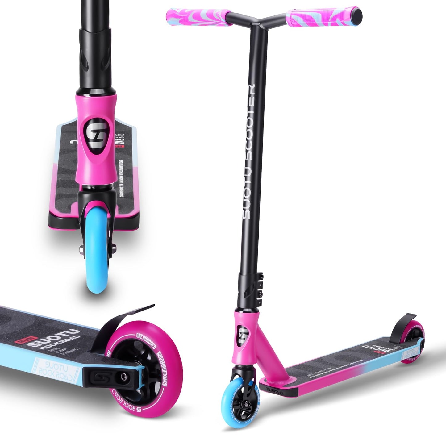 Stunt scooter SUOTU ar 360° stūri un 100mm 85A PU riteņiem
