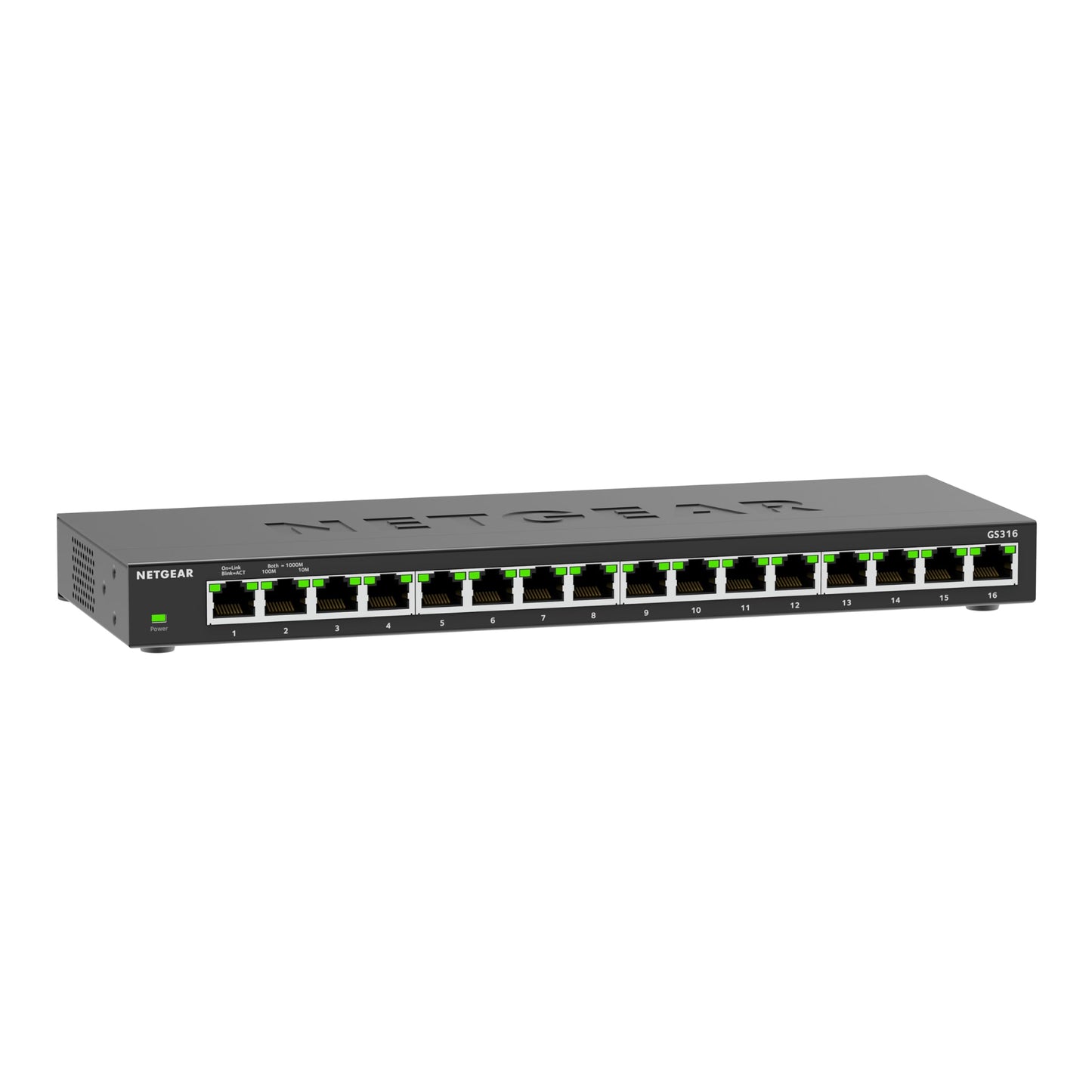 16 portu Gigabit Ethernet nesvadāms komutators NETGEAR GS316: novietošana uz galda vai piestiprināšana pie sienas, klusa darbība