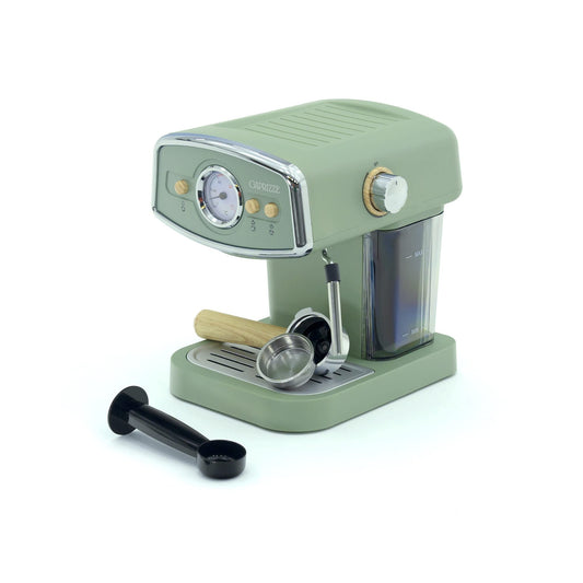 Caprizze Kai espresso automāts - 1050 W, 15 bāri, 5 tasēm, tvaika ģenerators, matēti zaļš, apsildāma augšējā paplāte