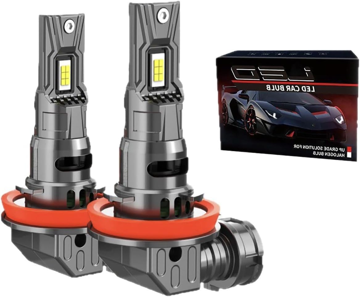 Aestry Lamp Auto priekšējo lukturu spuldze 80W 600% spilgtums 16000LM 6000K superbalta, 1:1 mini izmērs, 12V, 2 gab. H-8/-9/-1 1