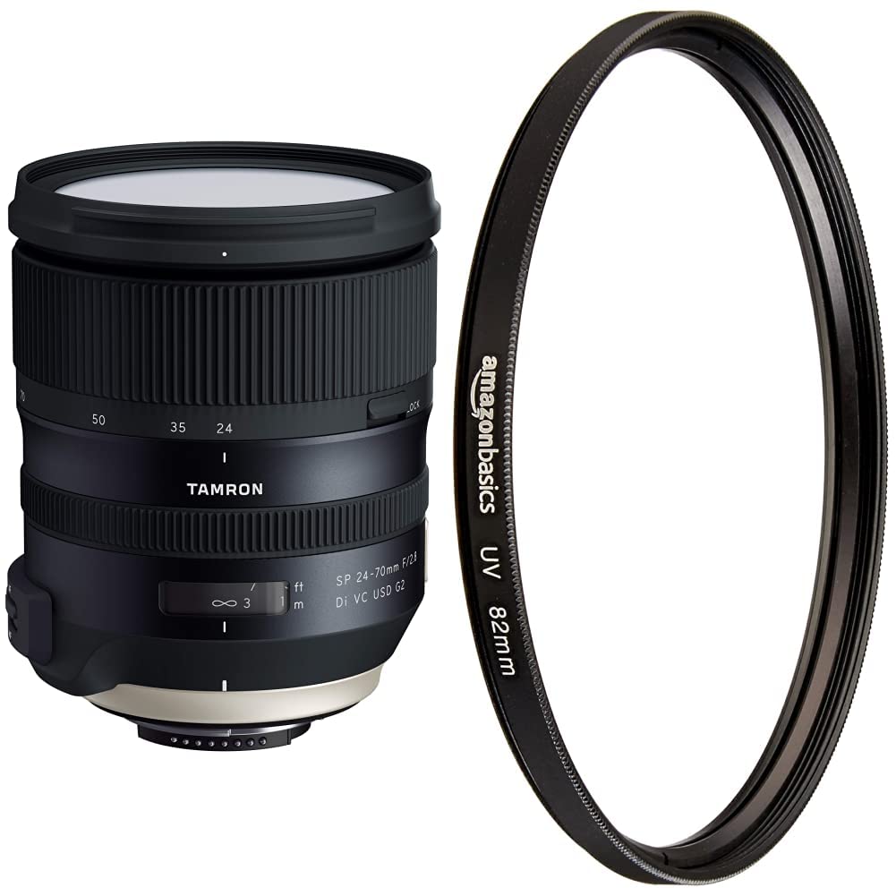 Tamron SP A032N 24-70mm F/2.8 Di VC USD G2 objektīvs Nikon melns & Amazon Basics UV aizsargfiltrs - 82mm