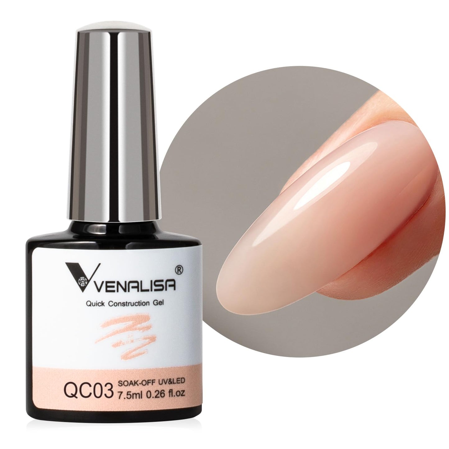Nagu builder gels VENALISA Nude - ātras uzbūves bāzes gels nagiem - gēla lakas extension base cietais gels nude