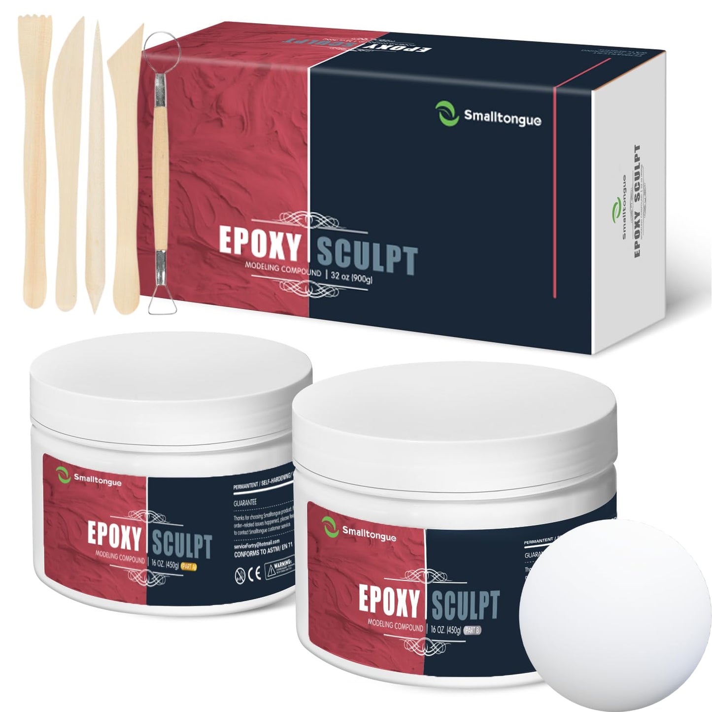 Epoksīda skulptūru masa AB ar instrumentiem, balta, 2 daļu modelēšanas masa, 1 kg