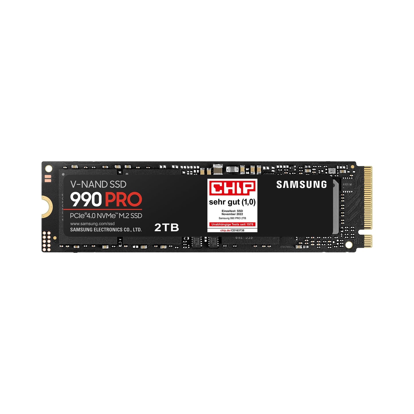 Samsung 990 PRO NVMe M.2 SSD - 2 TB, PCIe 4.0, 7,450 MB/s read, 6,900 MB/s write, ideal for gaming and video editing, black.