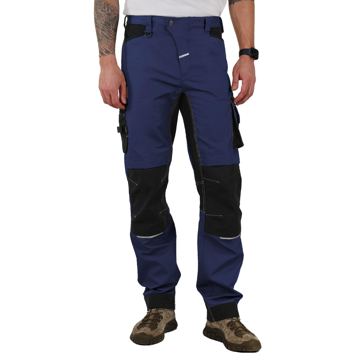 CALECARPEN darba bikses vīriešiem, elastīgas darba bikses ar Cordura, Ripstop un 8 kabatām