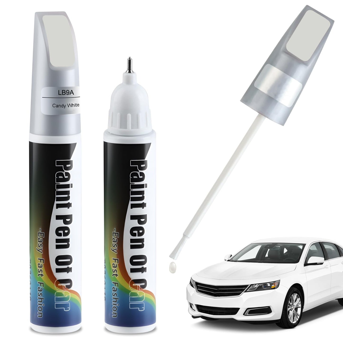 Auto krāsas korekcijas pildspalva, 2 gab., LB9A/B4 Candy White, saderīga ar VW/Volkswagen, 24ML
