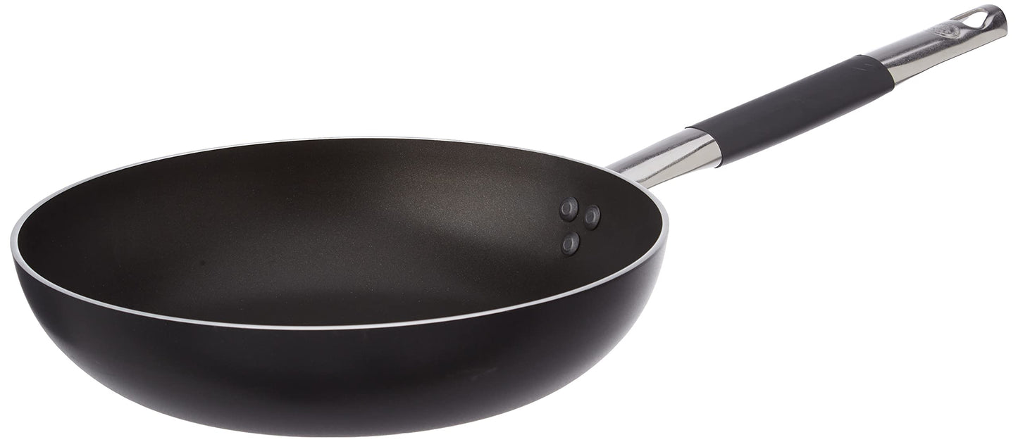 Pentole Agnelli Alblack panna - 28 cm, 3 mm bieza alumīnija, indukcijas pamatne, apaļš nerūsējošā tērauda rokturis, melna.