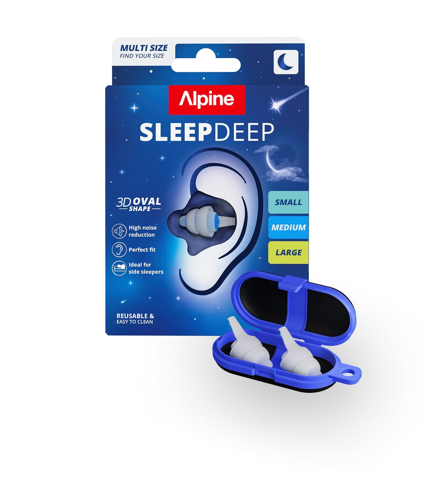 Alpine SleepDeep ausu aizbāžņi gulēšanai un krākšanai, 3 pāri (S, M, L)