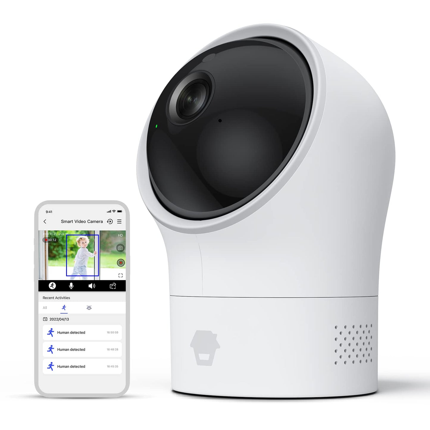 Chuango PT-300Q - Iekštelpu kamera, WiFi uzraudzības kamera, kustību noteikšana, pagriežama 350°/ 110°, nakts redzamība, 1080P, divvirzienu komunikācija