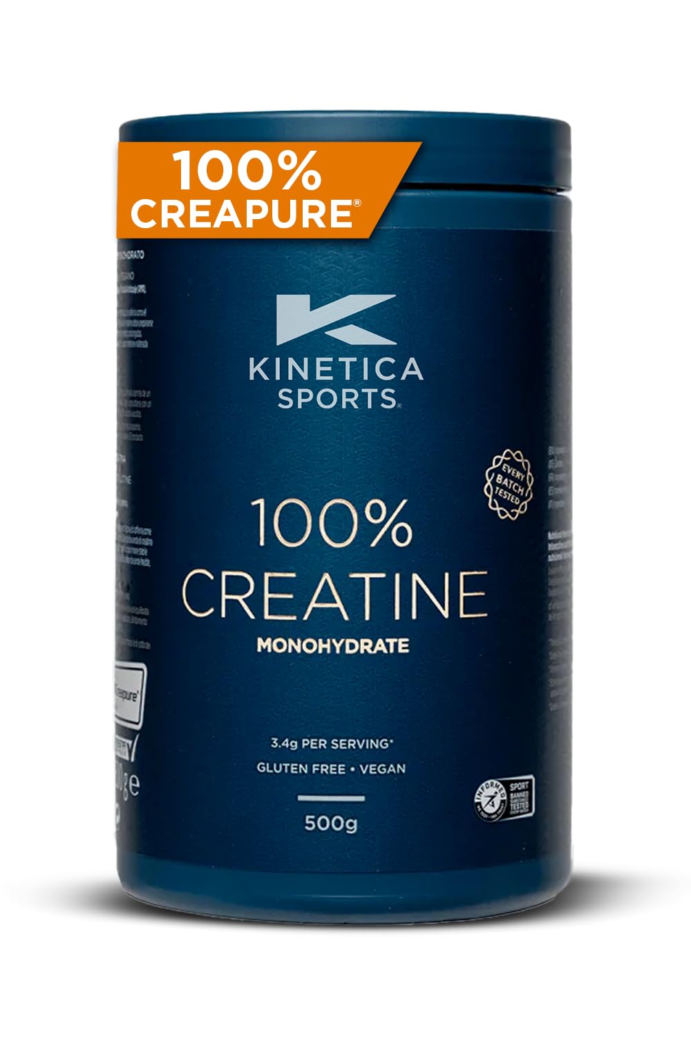 Kreatīns monohidrāts Kinetica Sports Creapure® 100% pulveris, bez garšas