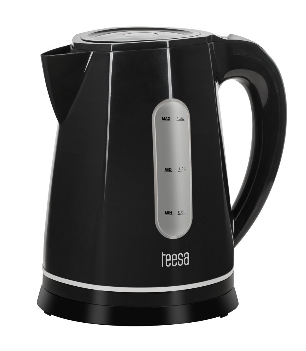 Teesa TSA1020B bezvadu tējkanna - melna plastmasa, bezvadu dizains, 1.7L jauda, ātra uzsildīšana