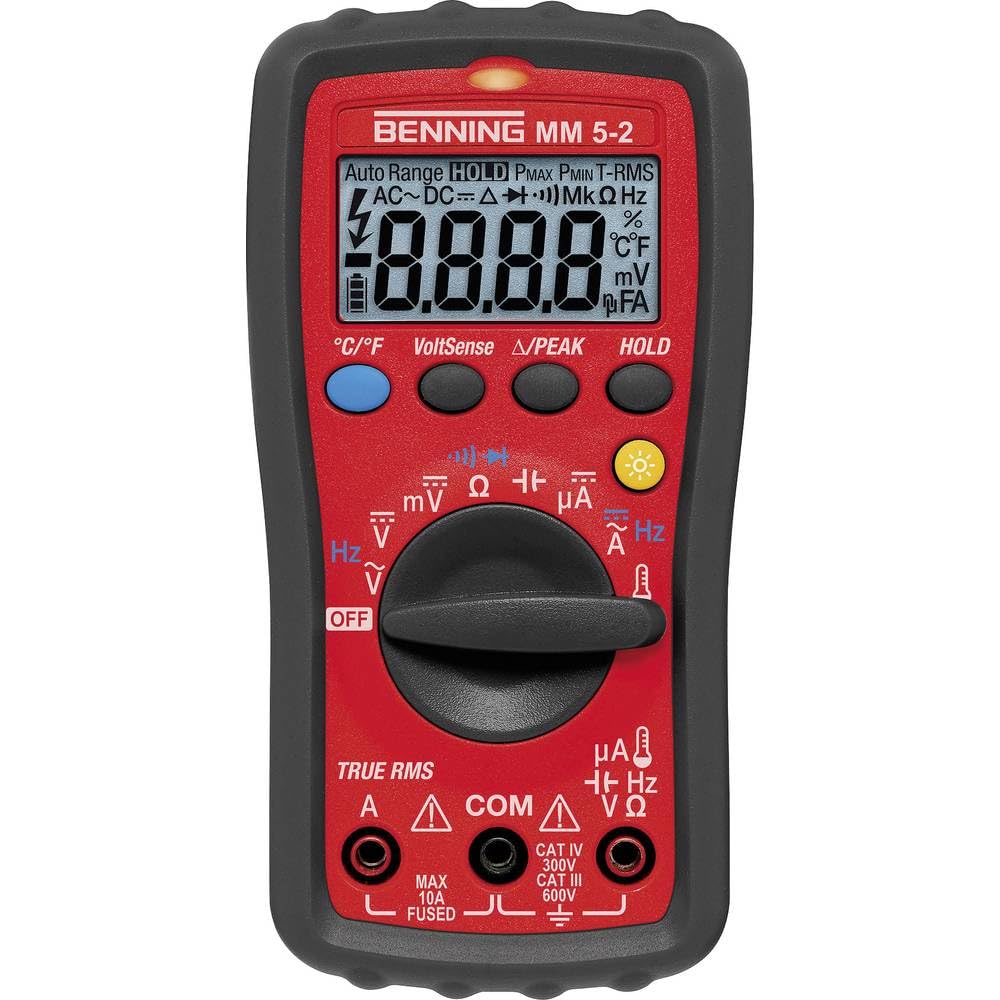 Benning MM 5-2 TRMS digitālais multimetrs, 044071, sarkans, melns