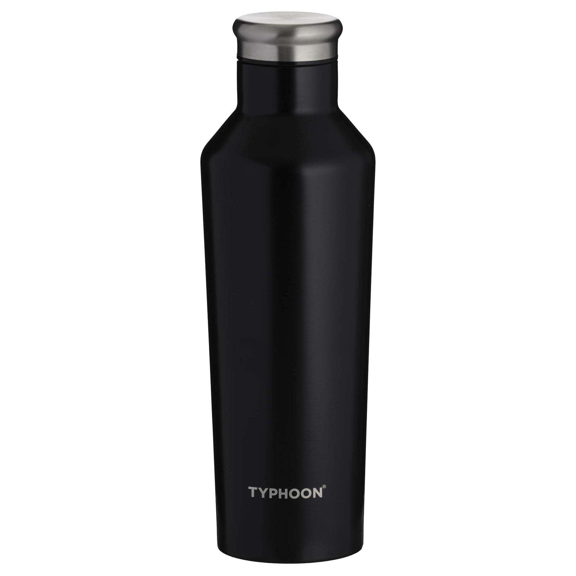 TYPHOON PURE COLOUR stainless steel insulated bottle, black, 500 ml - durable, stylish, keeps drinks hot or cold.