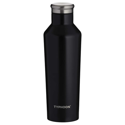 TYPHOON PURE COLOUR stainless steel insulated bottle, black, 500 ml - durable, stylish, keeps drinks hot or cold.
