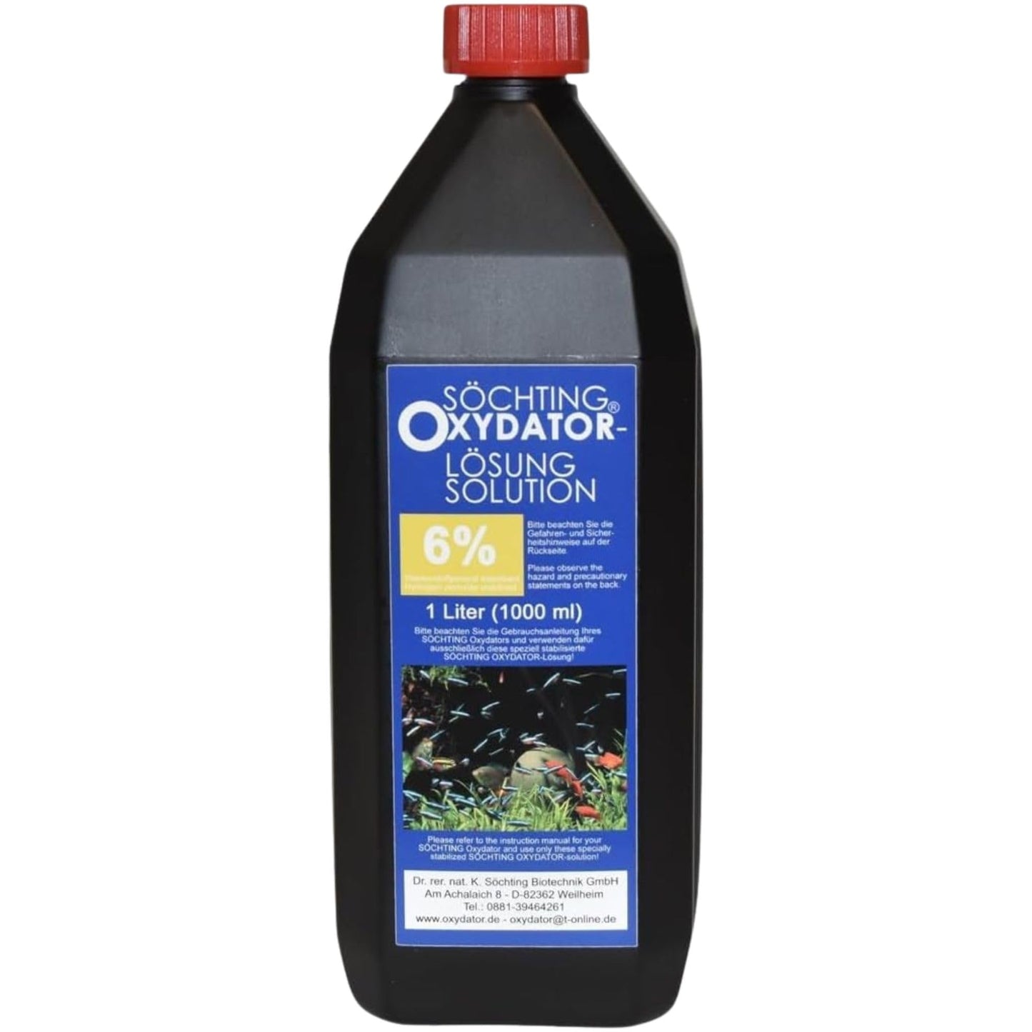 Söchting Oxydator-Lösung 6% – 1 Liter universāls koncentrāts akvārijiem, īpaši stabilizēta kvalitāte aktīvajam skābeklim, Original Dr. Söchting Biotechnik